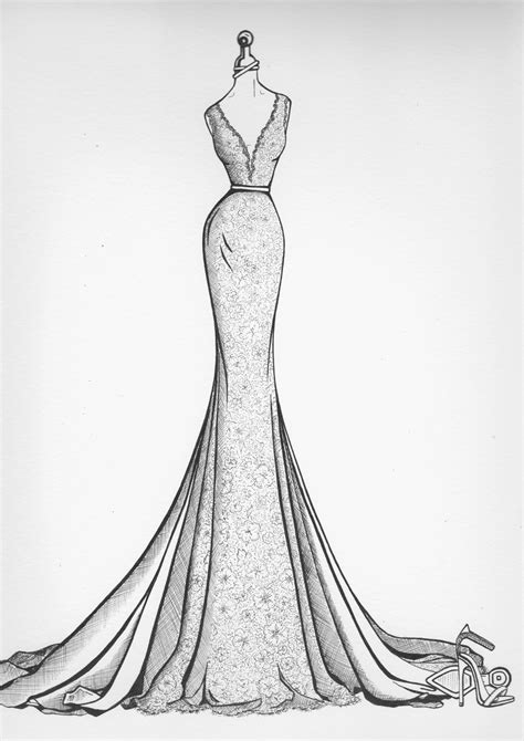 pretty dress drawing|dress black and white drawing.